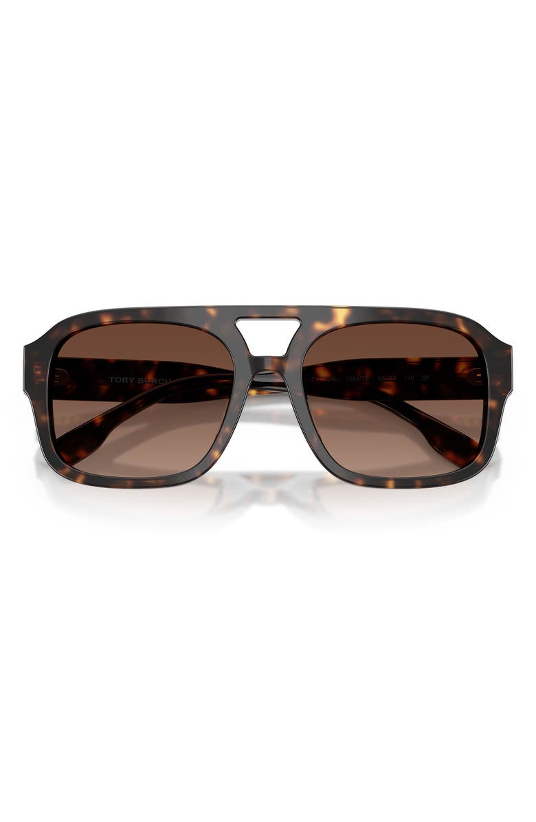 Tory Burch 55mm Polarized Gradient Pilot Sunglasses, Alternate, color, Dark Tortoise / Polar Brown