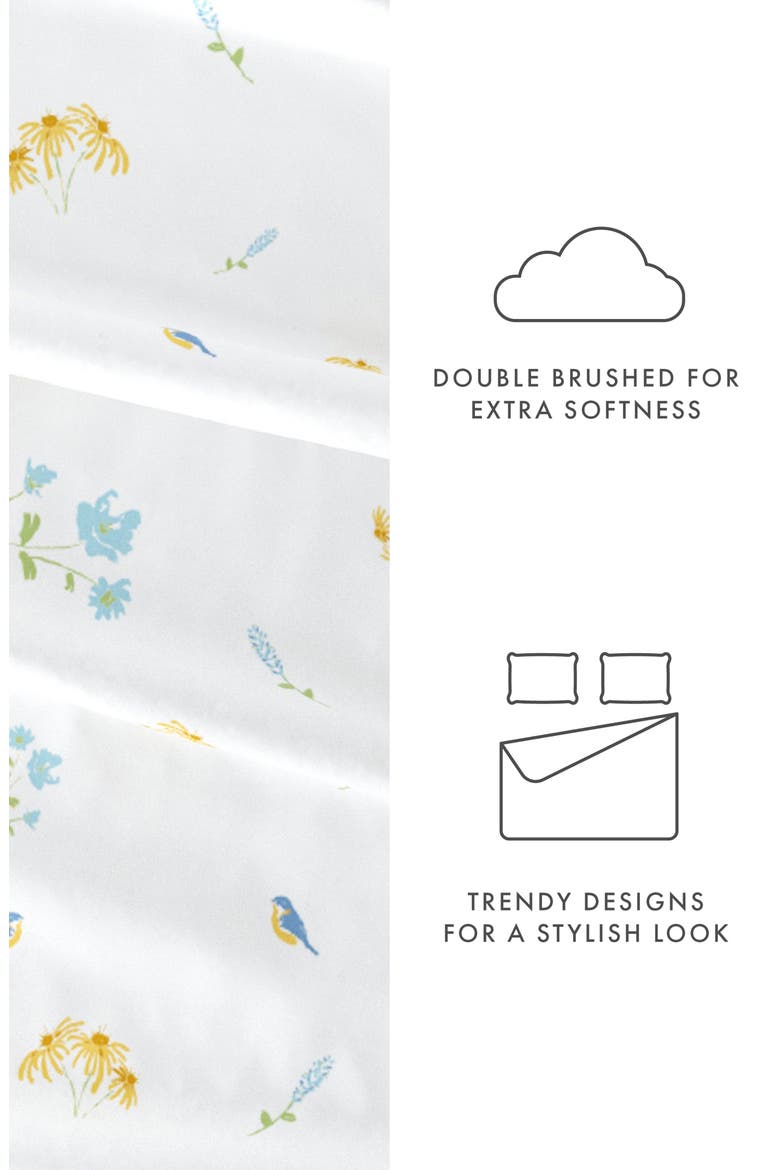 HOME SPUN Premium Ultra Soft Bluebirds 4-Piece Sheets Set, Alternate, color, LIGHT BLUE