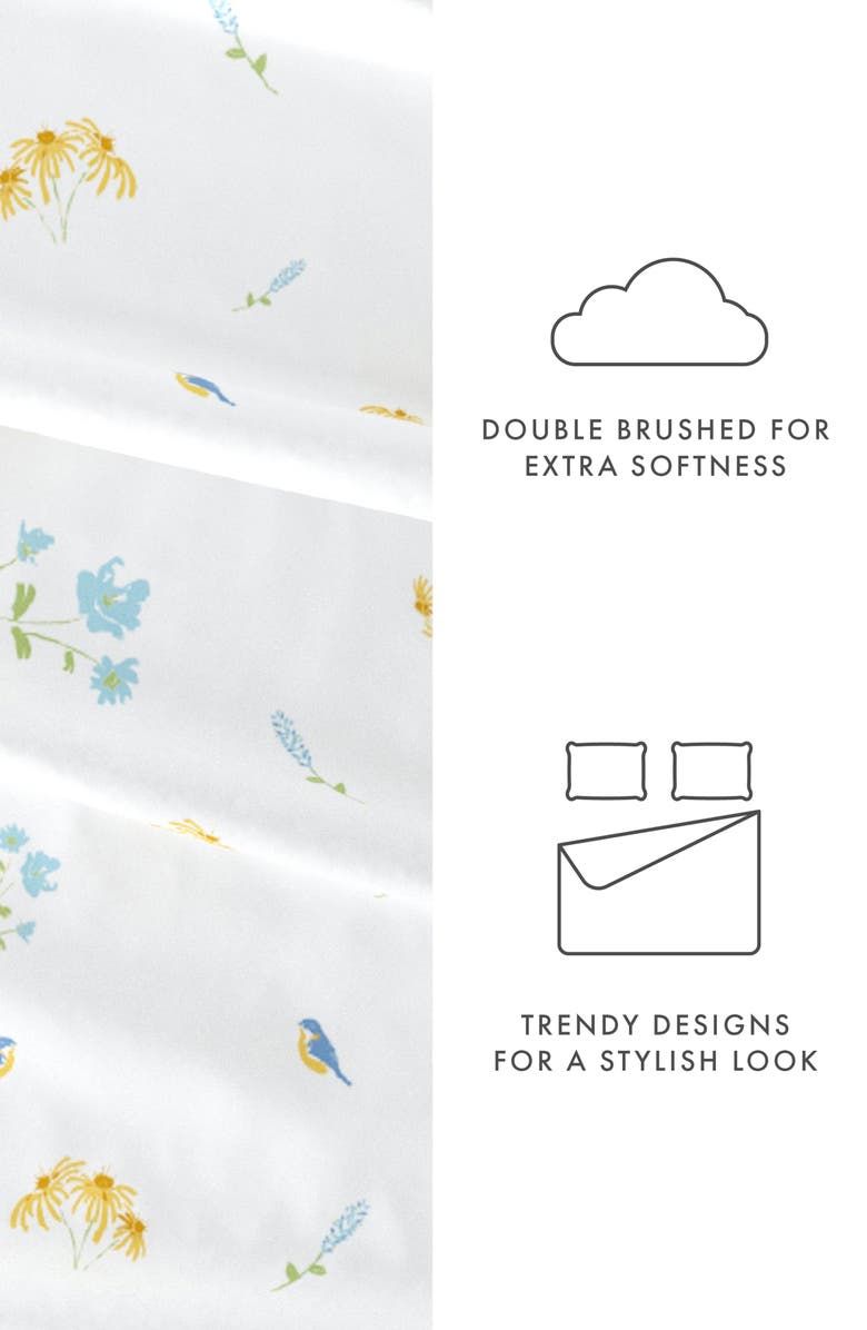 HOMESPUN HOME SPUN Premium Ultra Soft Bluebirds 4-Piece Sheets Set, Alternate, color, Light Blue