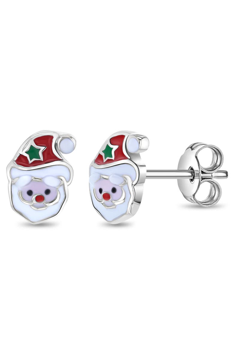 Jolly Christmas Santa Earrings, Main, color, White