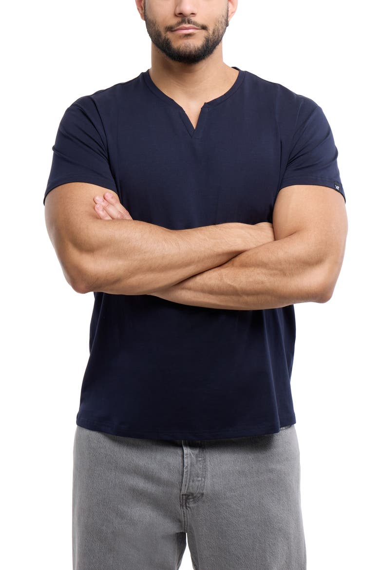 Split Neck T-Shirt, Alternate, color, NAVY