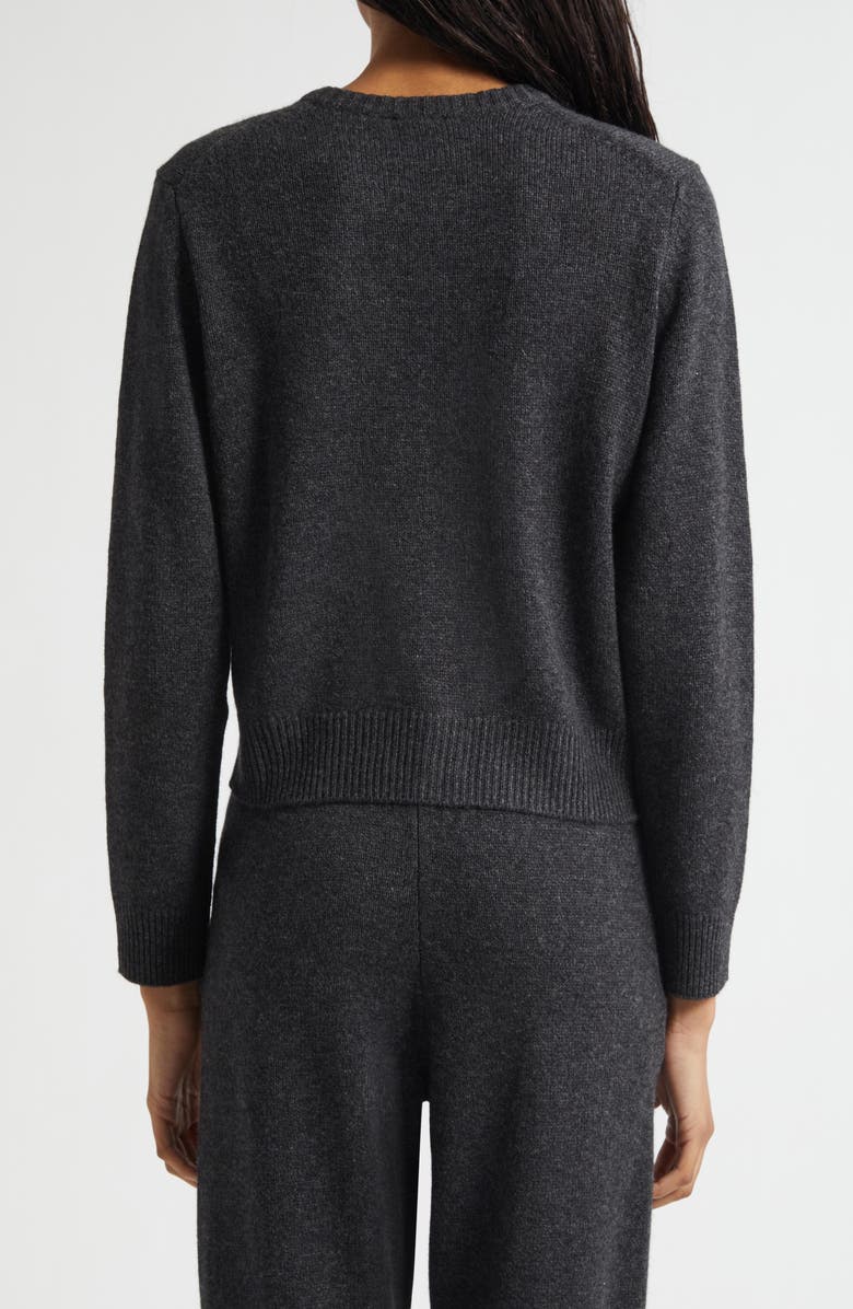 Sporty & Rich SRC Monogram Crop Cashmere & Wool Cardigan, Alternate, color, Dark Grey