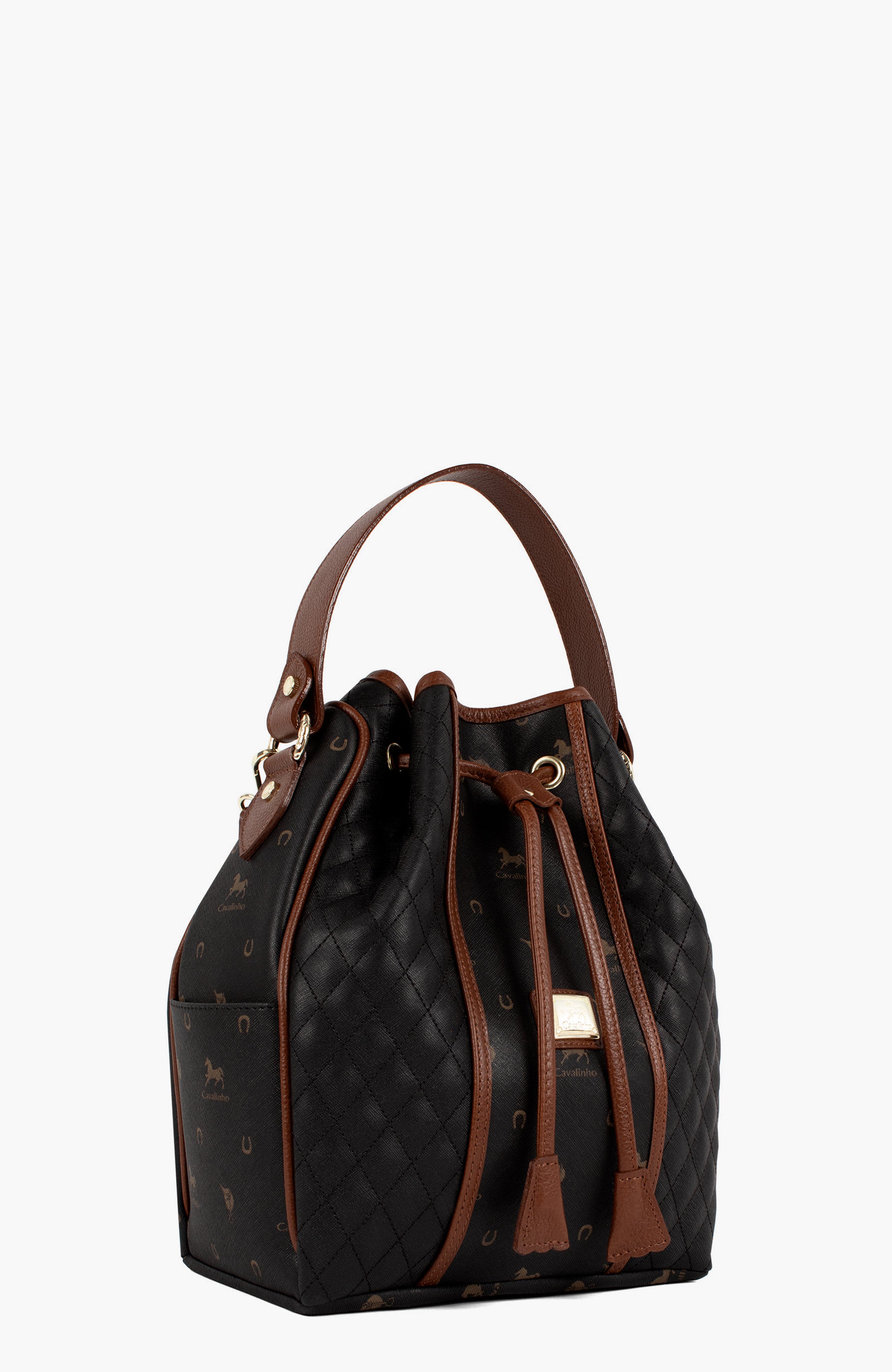 Di Cavallo 598 Bucket Bag, Alternate, color, Black / Brown