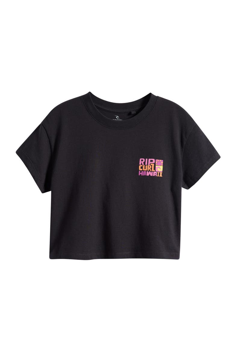 Kids' Island Cotton Cropped T-Shirt, Main, color, HAWAII WASHED BLACK