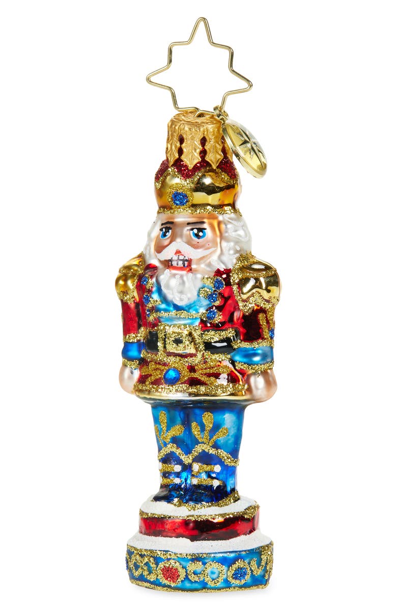 Christopher Radko Royal Elegance Nutcracker Glass Ornament, Main, color, Blue Multi