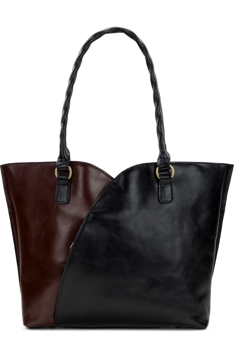 Patricia Nash Marion Colorblock Leather Tote Bag, Alternate, color, Black British Tan Colorblock
