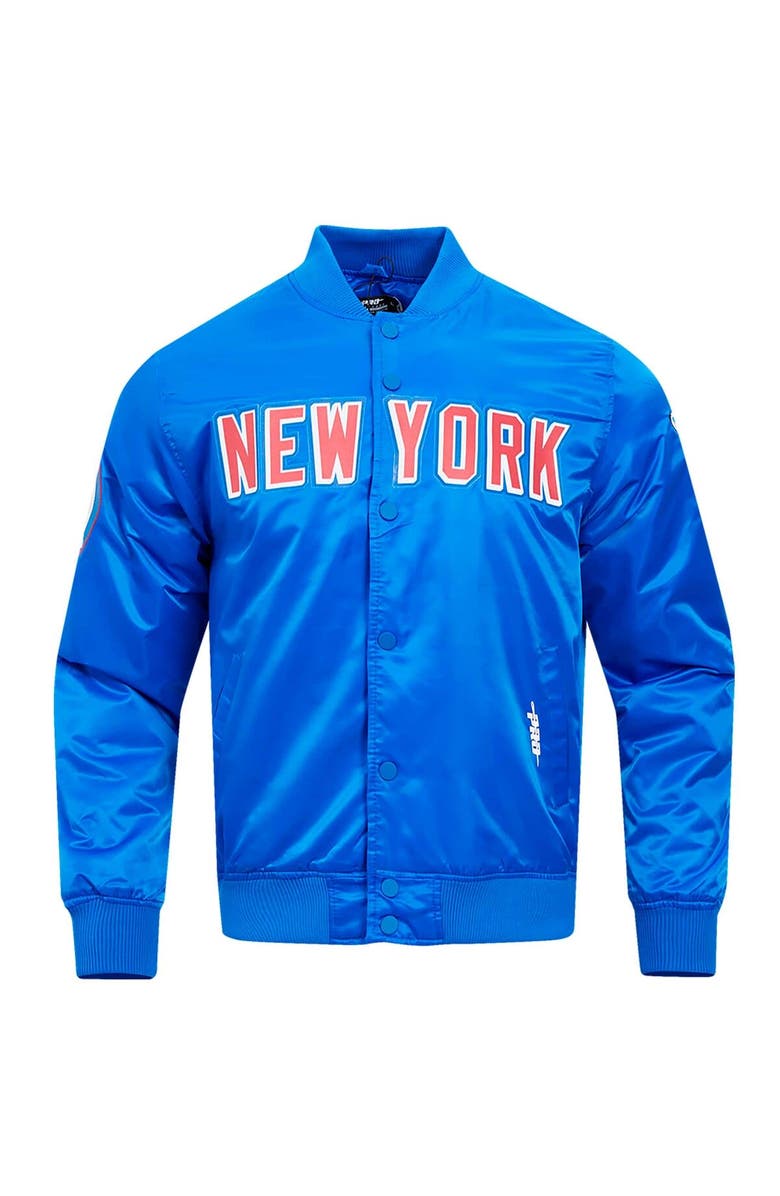 PRO STANDARD Men's Pro Standard Blue New York Rangers Classic Satin Full-Snap Jacket, Alternate, color, 