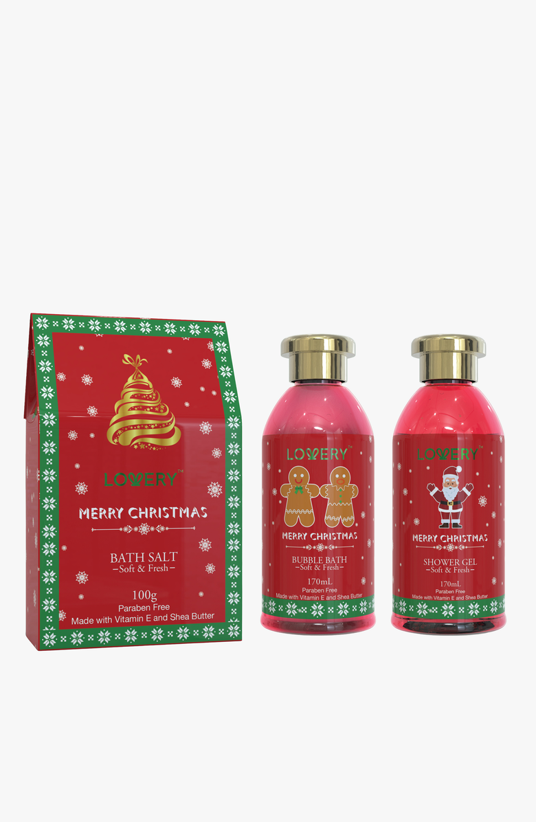 Lovery Strawberry & Sandalwood Merry Christmas Spa Gift Basket, Alternate, color, Strawberry