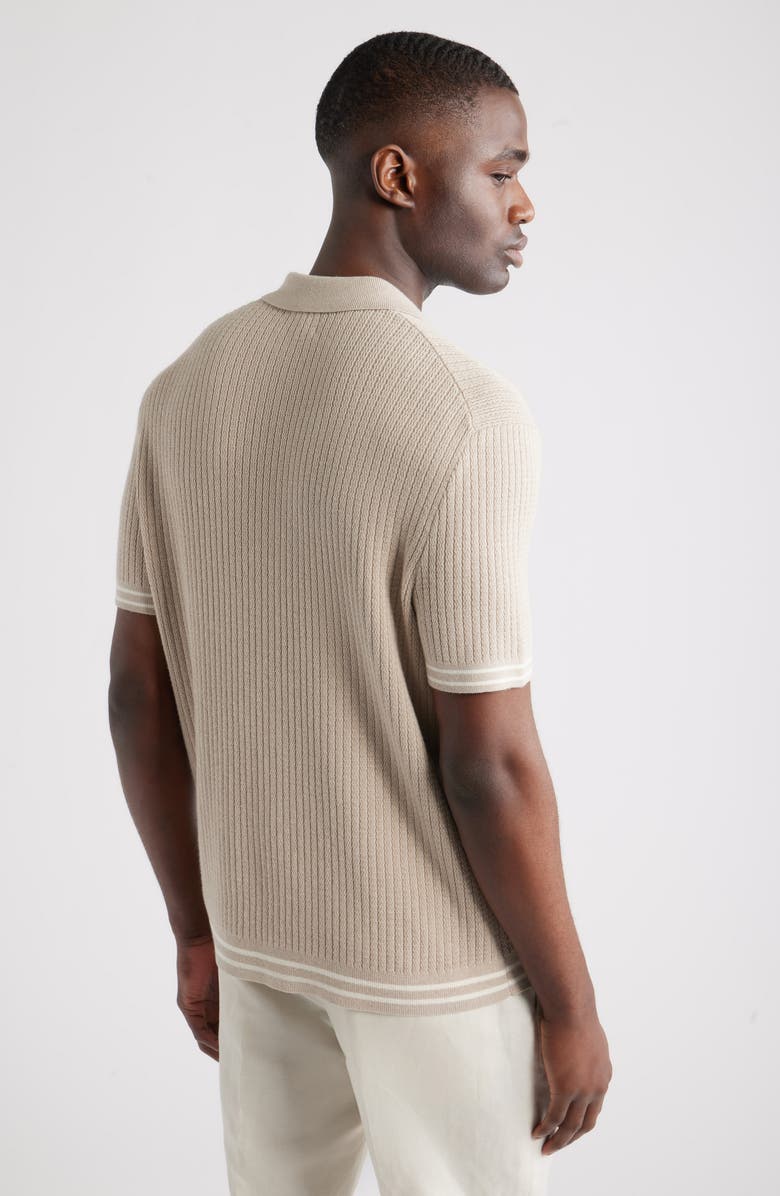 Nordstrom Short Sleeve Ribbed Cotton & Silk Cardigan, Alternate, color, Beige Oak Heather