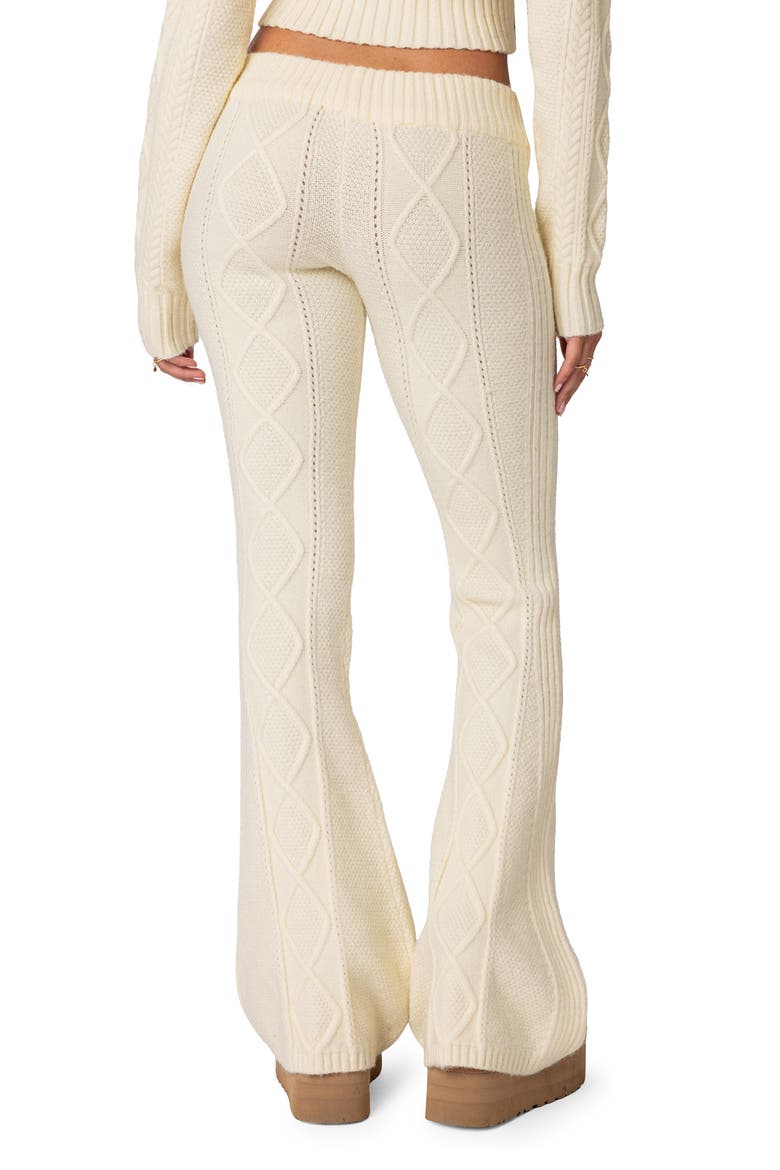 Ray Cable Stitch Knit Flare Sweater Pants, Alternate, color, CREAM