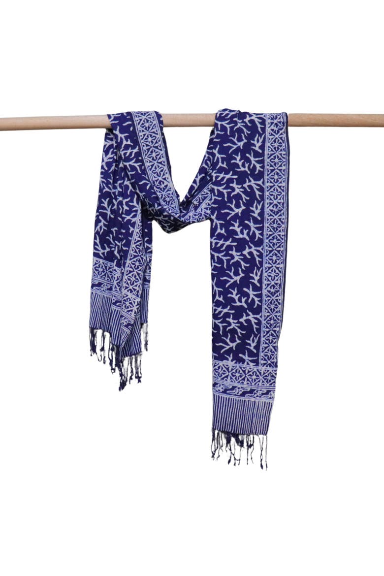 Handmade Batik Scarf, Alternate, color, Mark Blue