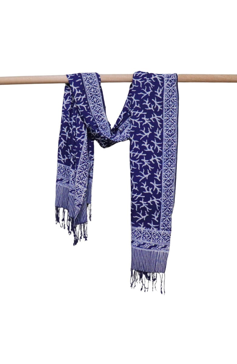 Kasih Co-op Handmade Batik Scarf, Alternate, color, Mark Blue