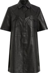 AllSaints Rock Western Leather Mini Shirtdress
