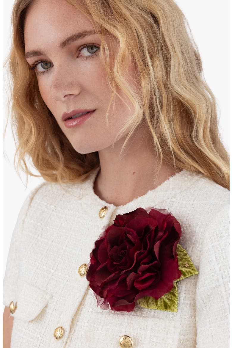 The Large Red Rose Floral Brooch, Alternate, color, Red