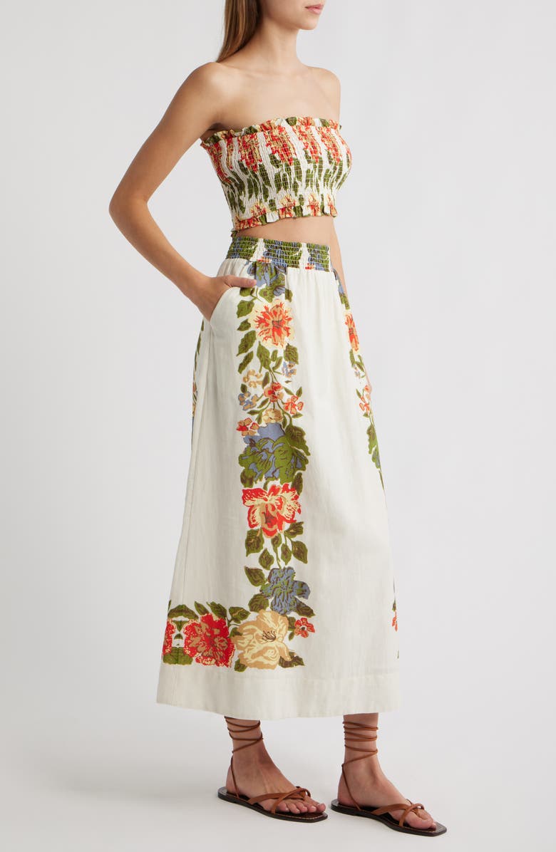 Cleobella Ruby Floral Cotton & Linen Top & Midi Skirt Set, Alternate, color,