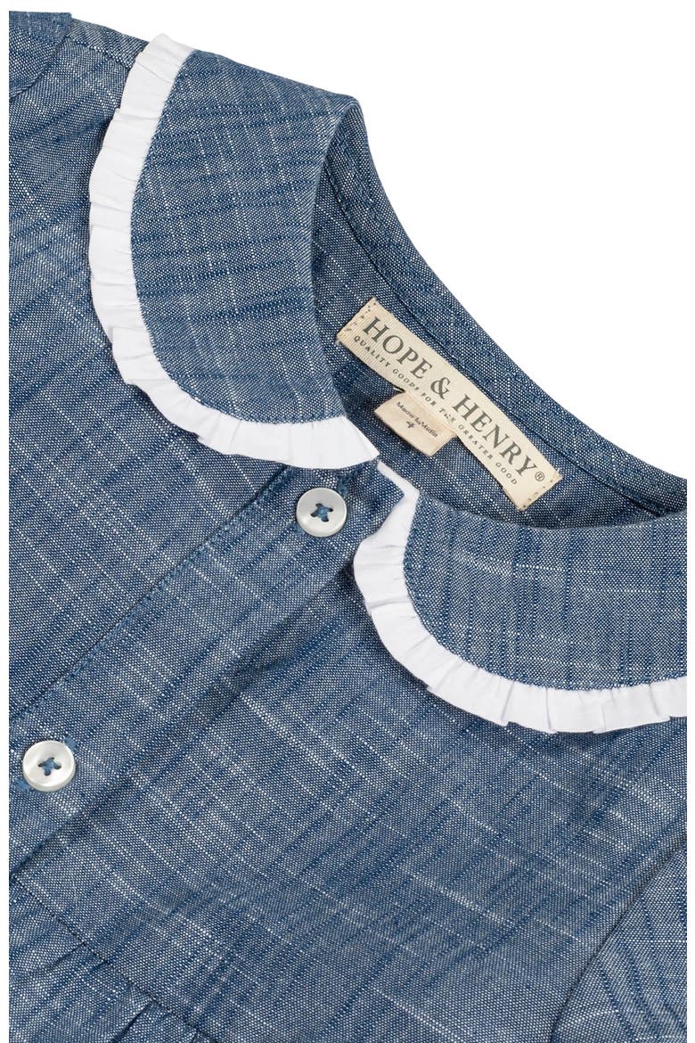 Girls' Organic Button Front Chambray Dress, Toddler, Alternate, color, Blue Chambray