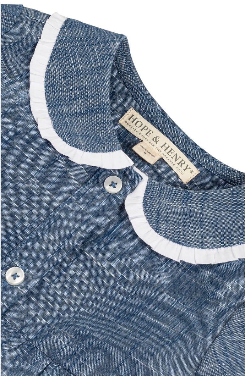 Hope & Henry Girls' Organic Button Front Chambray Dress, Toddler, Alternate, color,