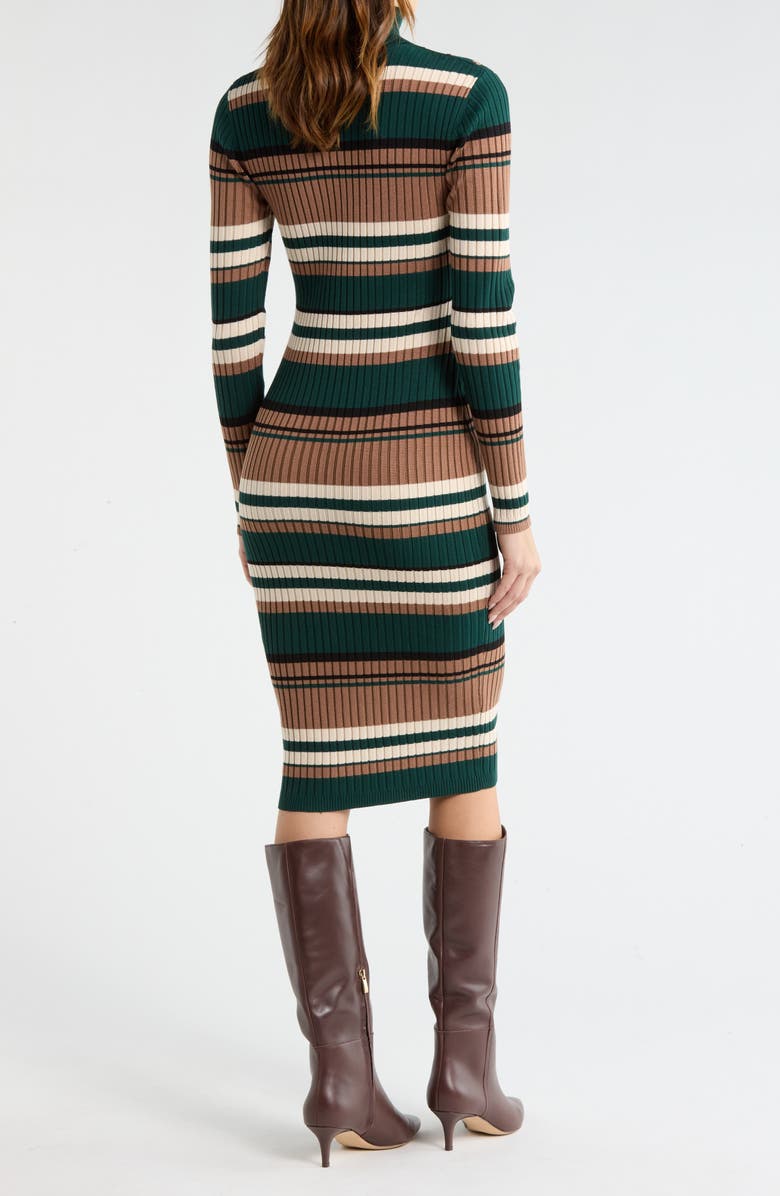Madden Girl Stripe Long Sleeve Turtleneck Sweater Dress, Alternate, color, Hunter Combo