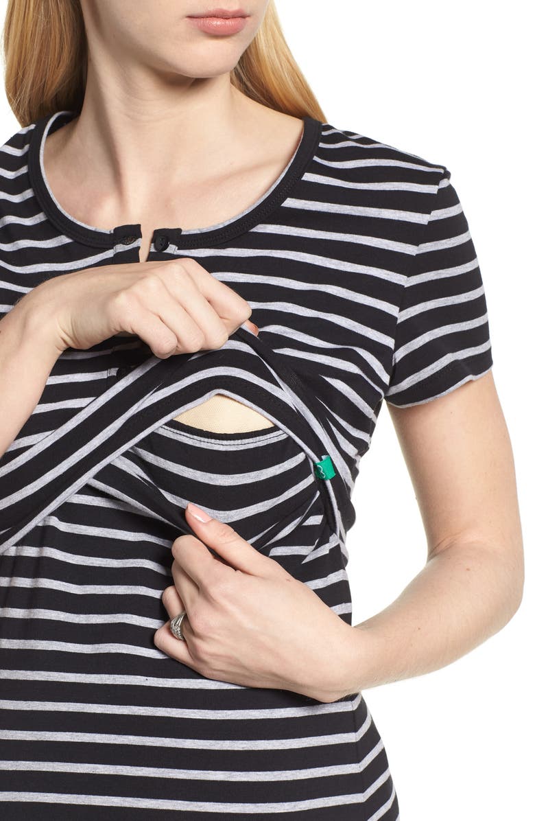 Modern Eternity Maternity/Nursing Henley T-Shirt Dress, Alternate, color, 