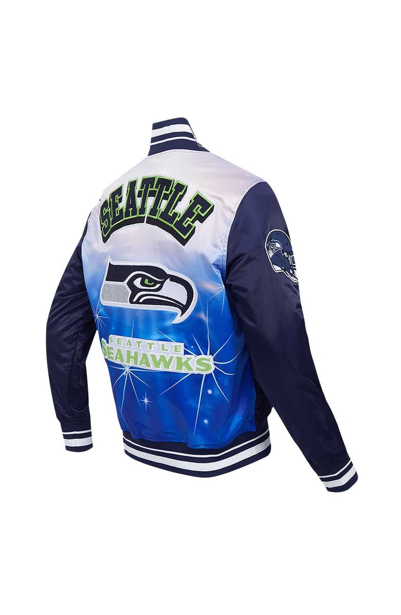 PRO STANDARD Men's Pro Standard College Navy Seattle Seahawks Sublimated Satin Full-Snap Jacket, Alternate, color, College Navy
