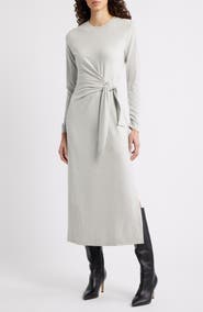BOSS Orange Erlot Side Tie Long Sleeve Midi Dress