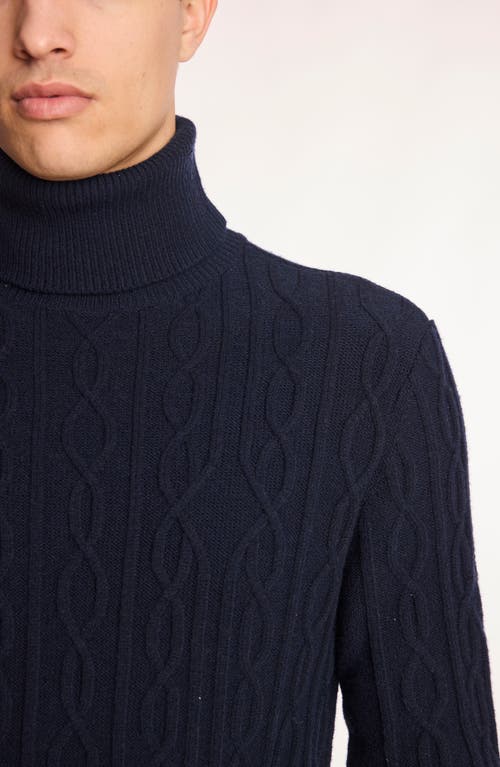 Paisley & Gray Cable Stitch Turtleneck Sweater In Blue