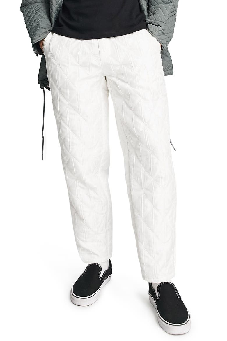 Oversize Quilted Tapered Trousers, Main, color, WHITE