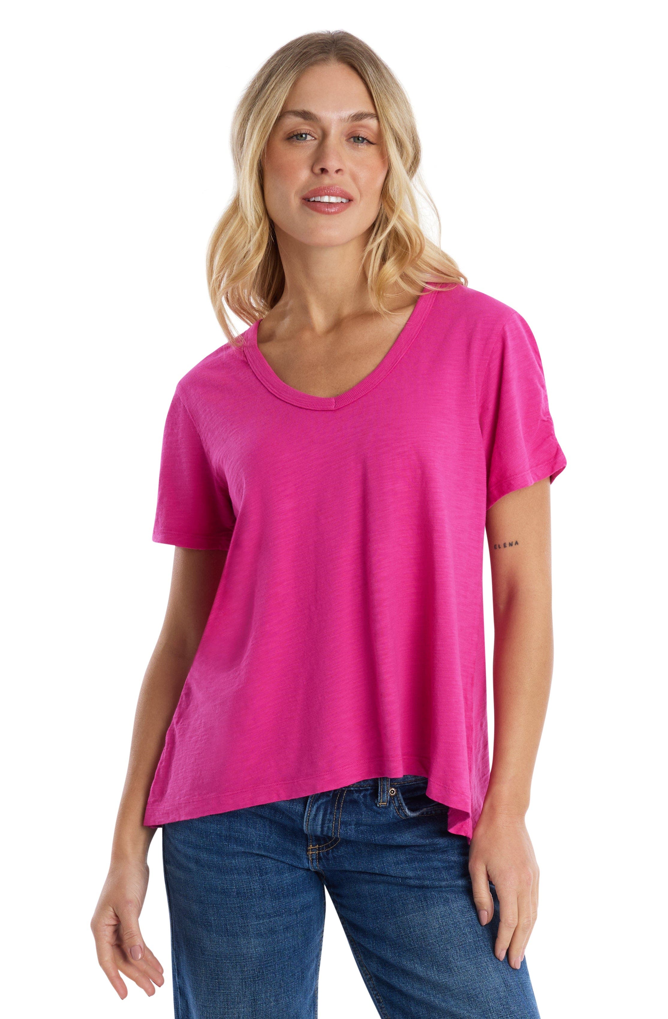 Deep V-Neck Ruched Sleeve Tee - image 5