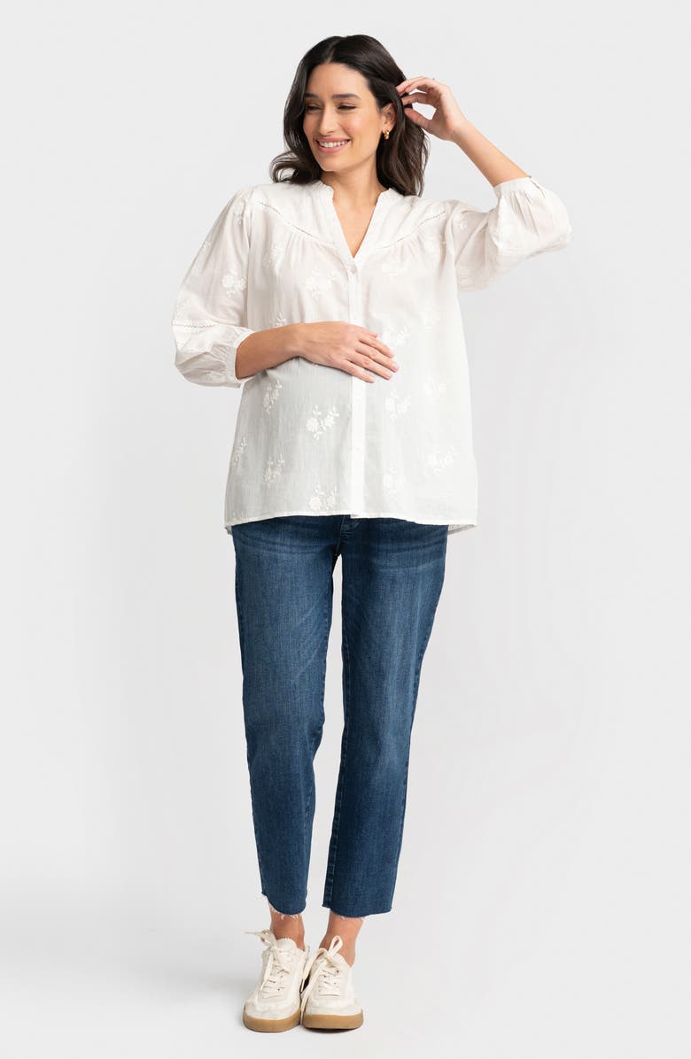 Seraphine Over The Belly Raw Hem Tapered Leg Maternity Jeans, Alternate, color, 