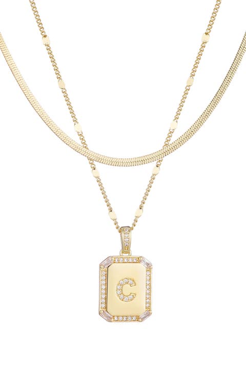 Initial Tag Pendant Necklace