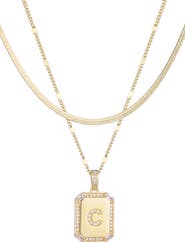 Adornia Initial Tag Pendant Necklace