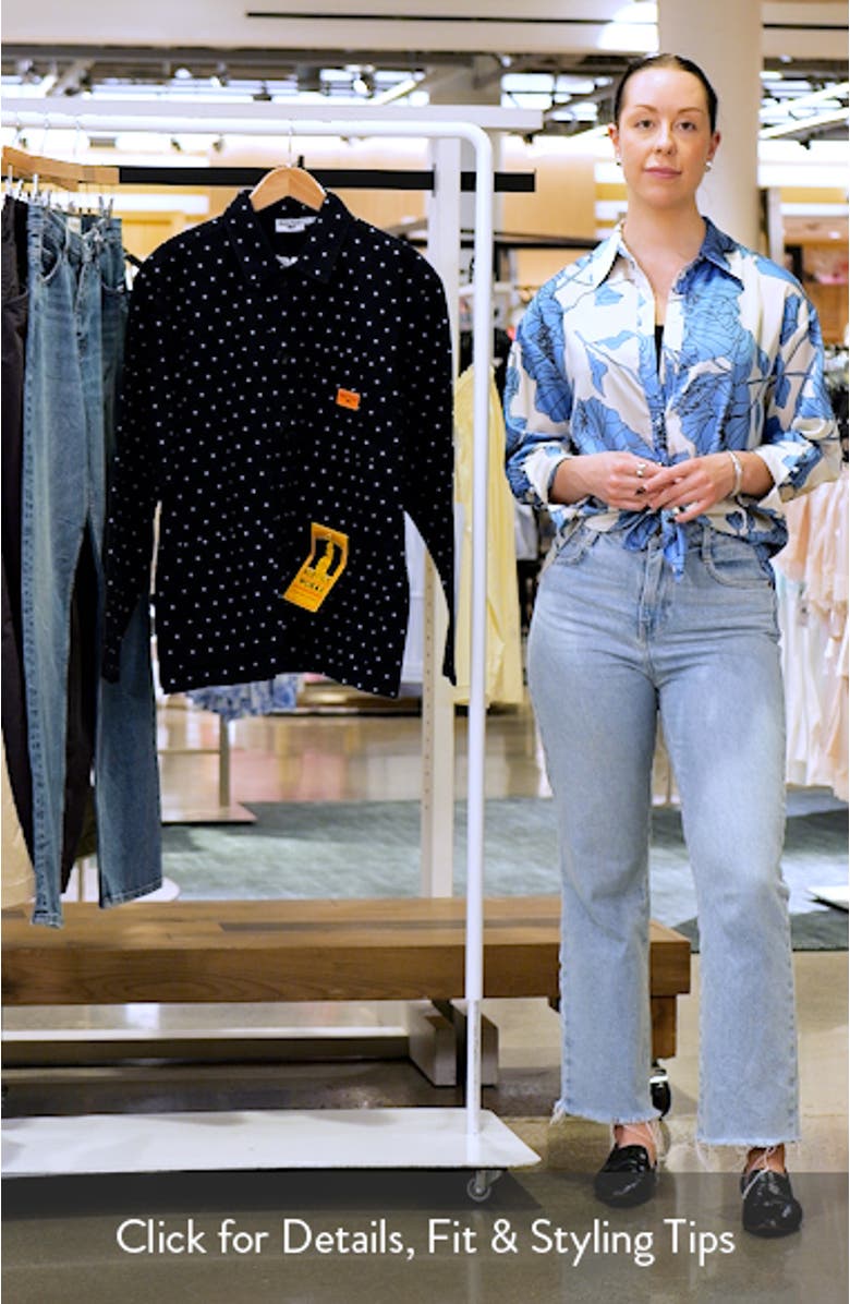 Polka Dot Cotton Canvas Button-Up Chore Coat, sales video thumbnail