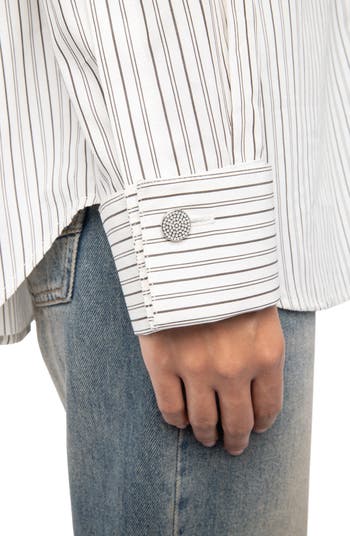 Morning Pop Logo Stripe Button-Up Shirt