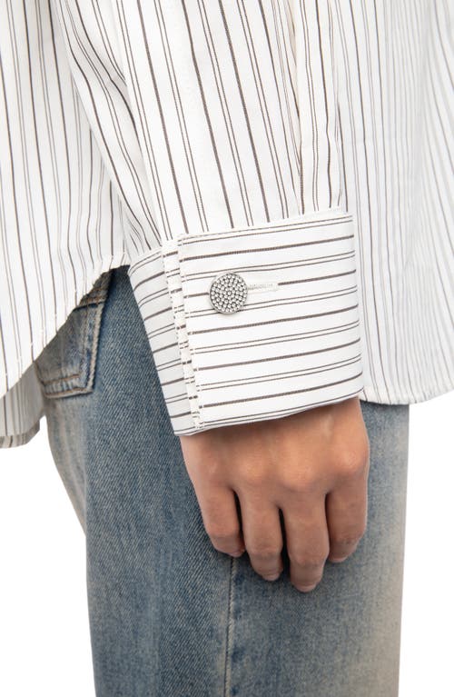 Zadig & Voltaire Morning Pop Logo Stripe Button-up Shirt In White