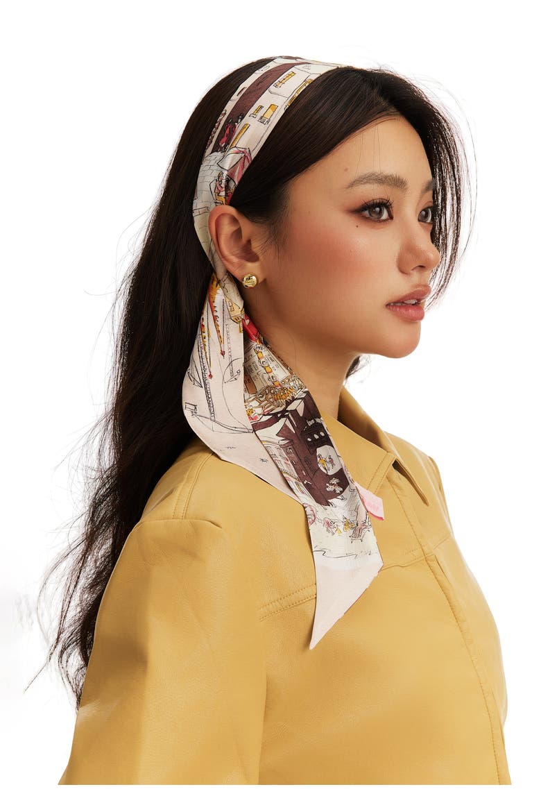 Barcelona Silk Skinny Scarf, Main, color, Gothic Brown