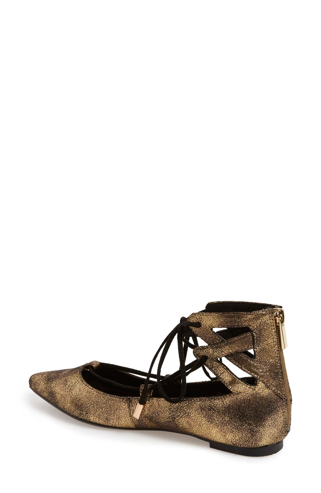 'Flight' Pointy Toe Ghillie Flat, Alternate, color, BRONZE