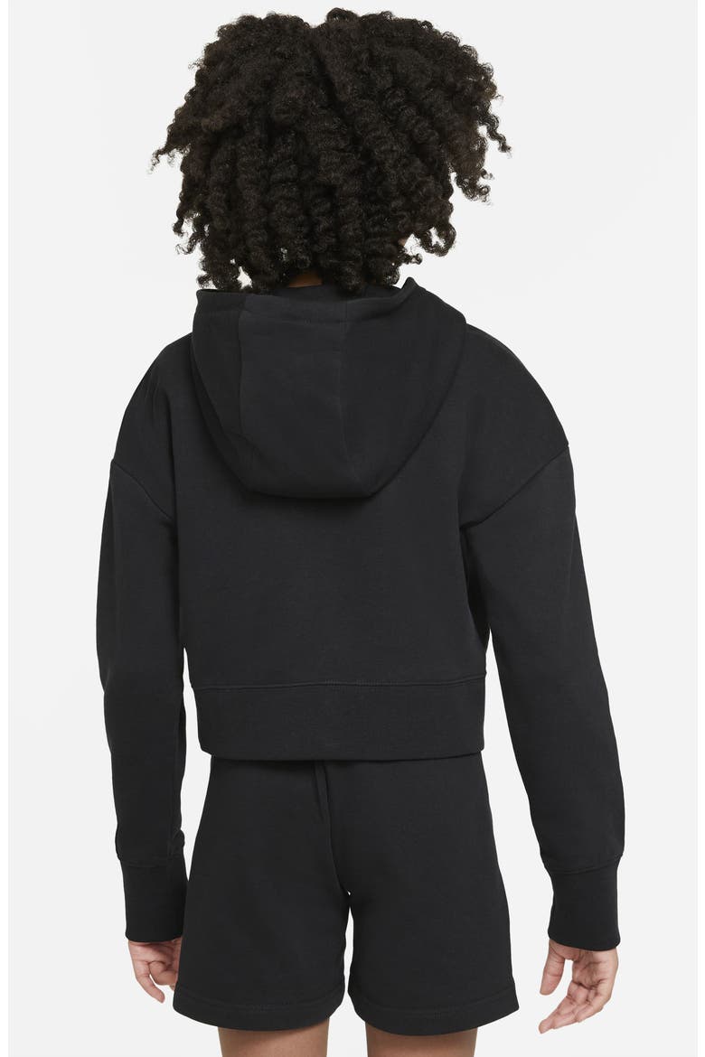 Kids' Club Crop Cotton Blend French Terry Hoodie, Alternate, color, BLACK/WHITE