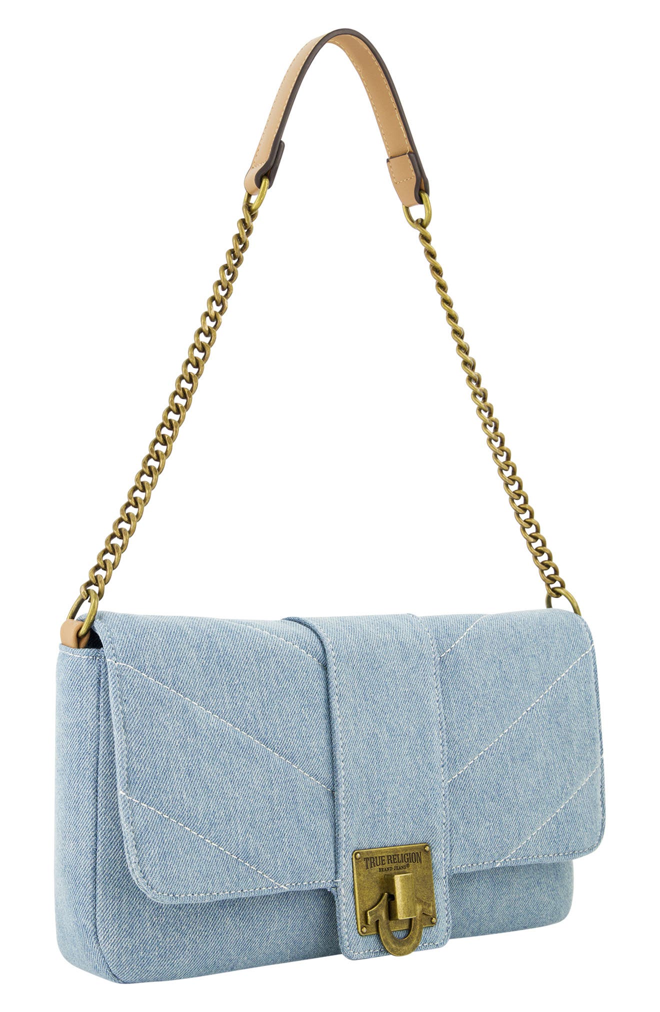 Denim Brass Hardware Flap, Alternate, color, LIGHT BLUE