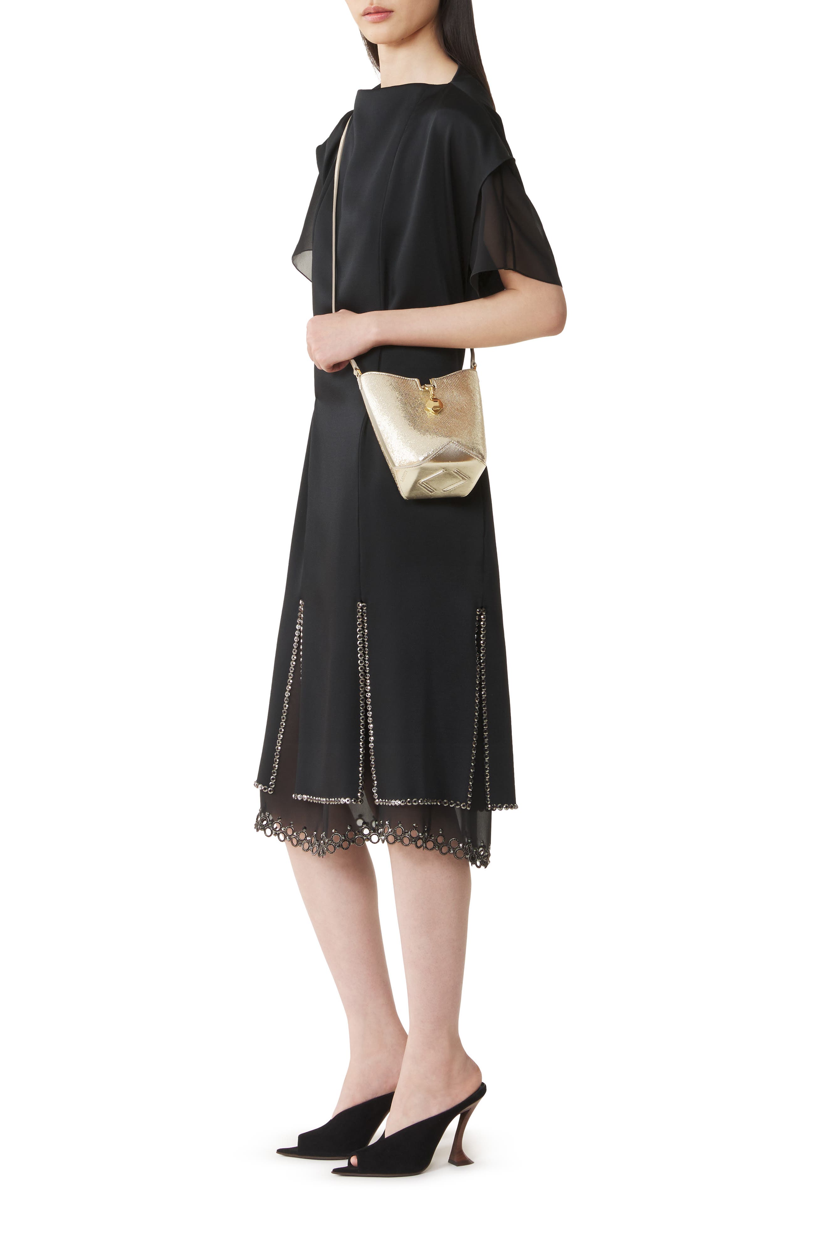 Catch By Lanvin Nano Bucket Bag In Metallic Leather, Alternate, color, Gold