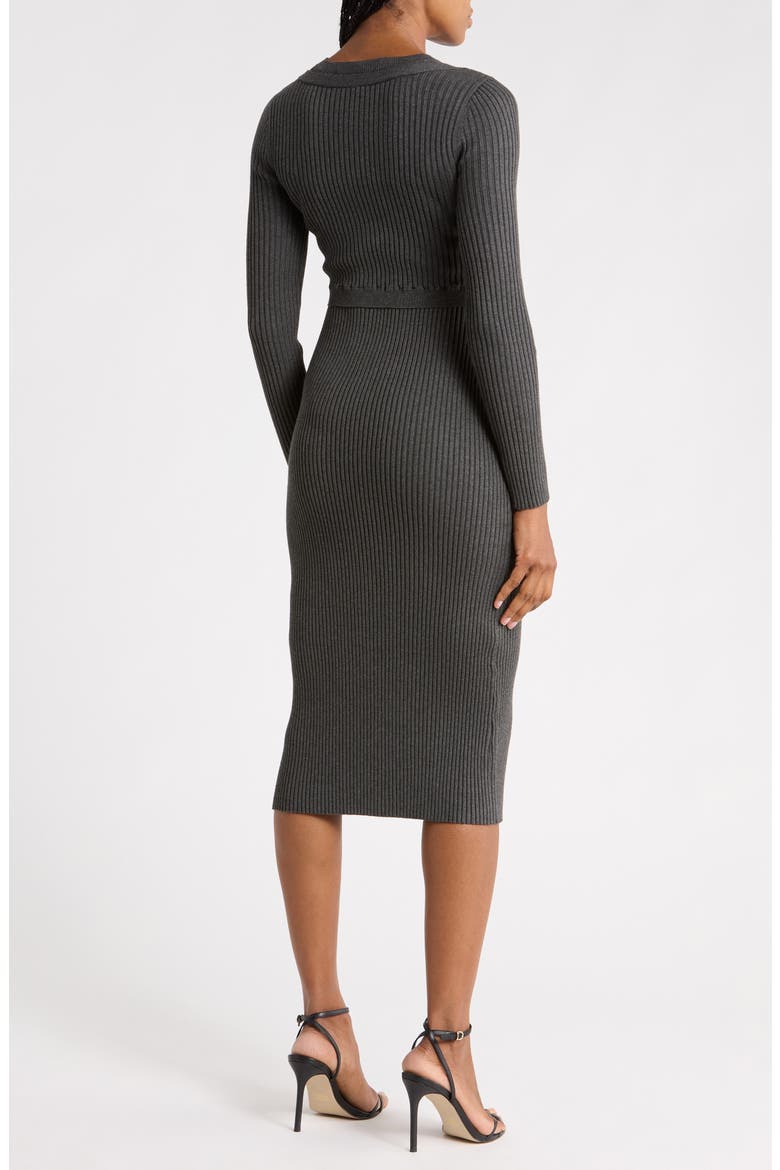 Fable Double Layer Ribbed Sweater Dress, Alternate, color, GREY MELAN