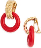 Kenneth Jay Lane Red Doorknocker Clip-On Earrings