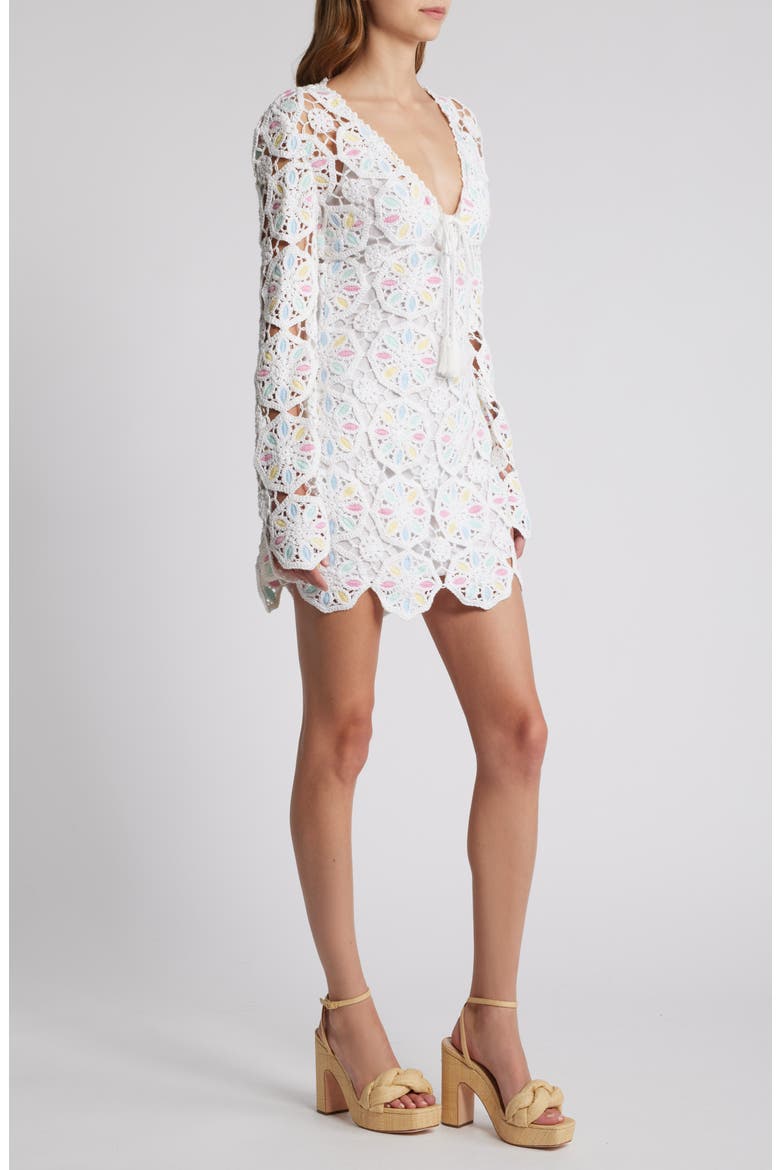 Poemes Long Sleeve Lace Minidress, Alternate, color, GARDEN PETALS MULTI
