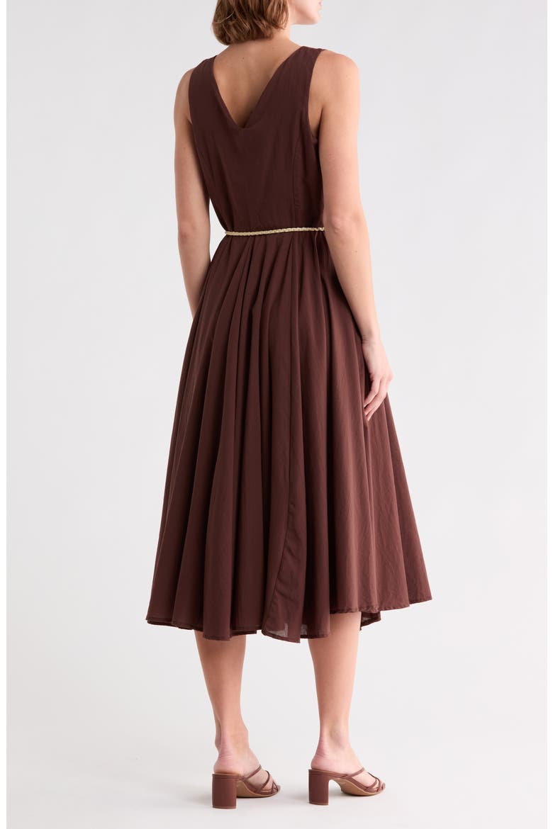 V-Neck Rope Belt Dress, Alternate, color, CHICORY COFFEE