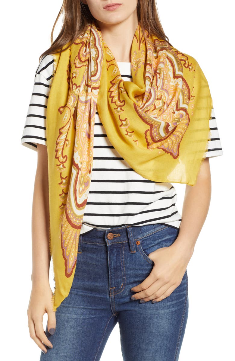 Madewell Oversized Paisley Square Scarf, Main, color, 