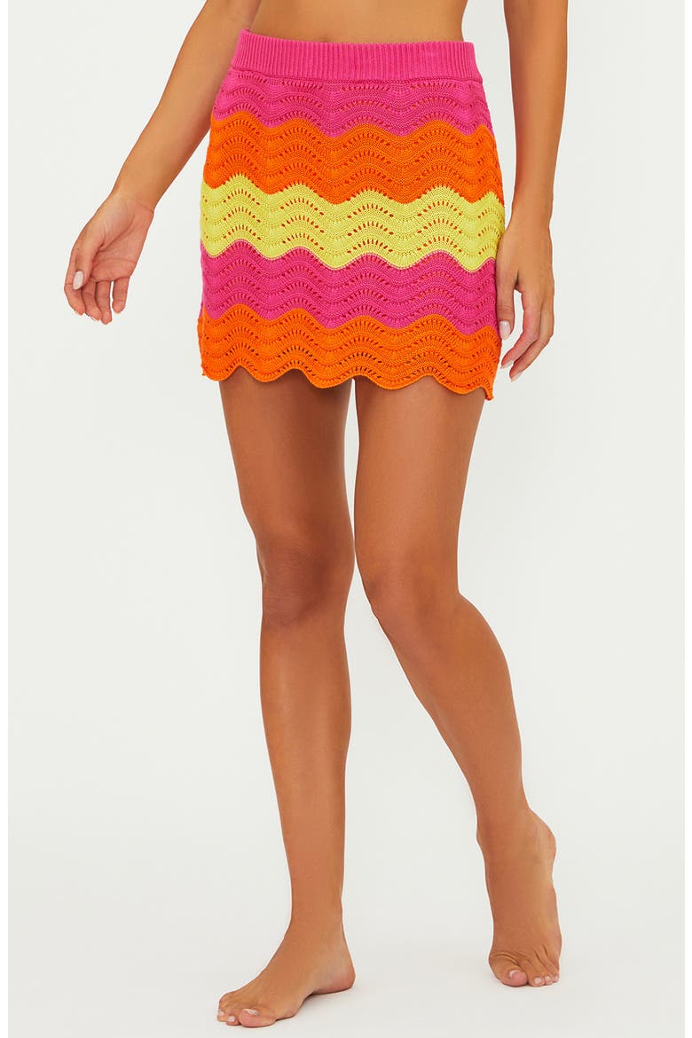 Bali Colorblock Wavy Stripe Cover-Up Miniskirt, Main, color, SOLEIL WAVE