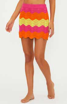 Beach Riot Bali Colorblock Wavy Stripe Cover-Up Miniskirt