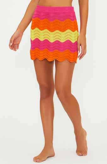 Beach Riot Bali Colorblock Wavy Stripe Cover-Up Miniskirt