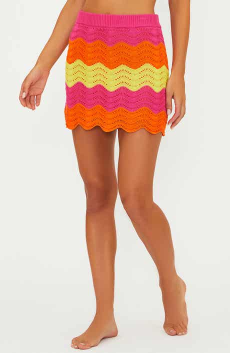 Beach Riot Bali Colorblock Wavy Stripe Cover-Up Miniskirt