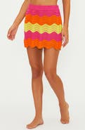 Beach Riot Bali Colorblock Wavy Stripe Cover-Up Miniskirt