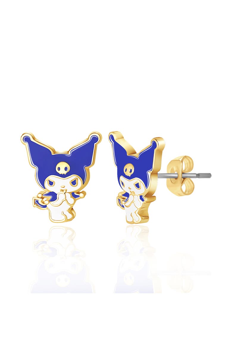 Hello Kitty Kuromi Flash Plated Enamel Stud Earrings, Main, color, Blue, White, Gold